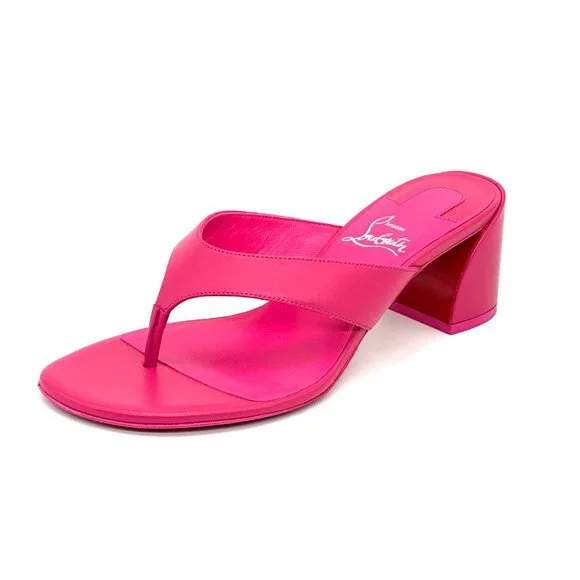 Christian Louboutin JANETONGA 55  Leather Thong Mule Sandals Heels Shoes - Picture 6 of 14